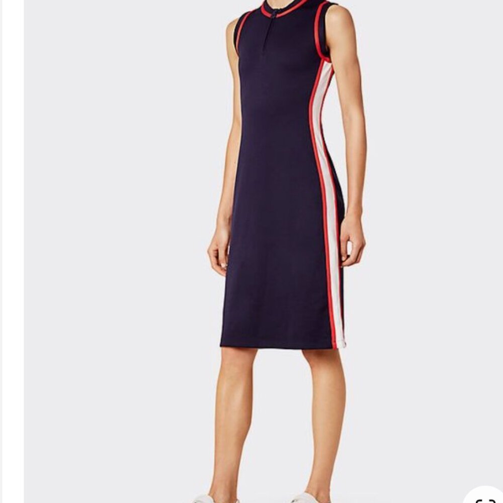 Tory Burch Sport Track Style Knit Sleeveless Dress SZ S